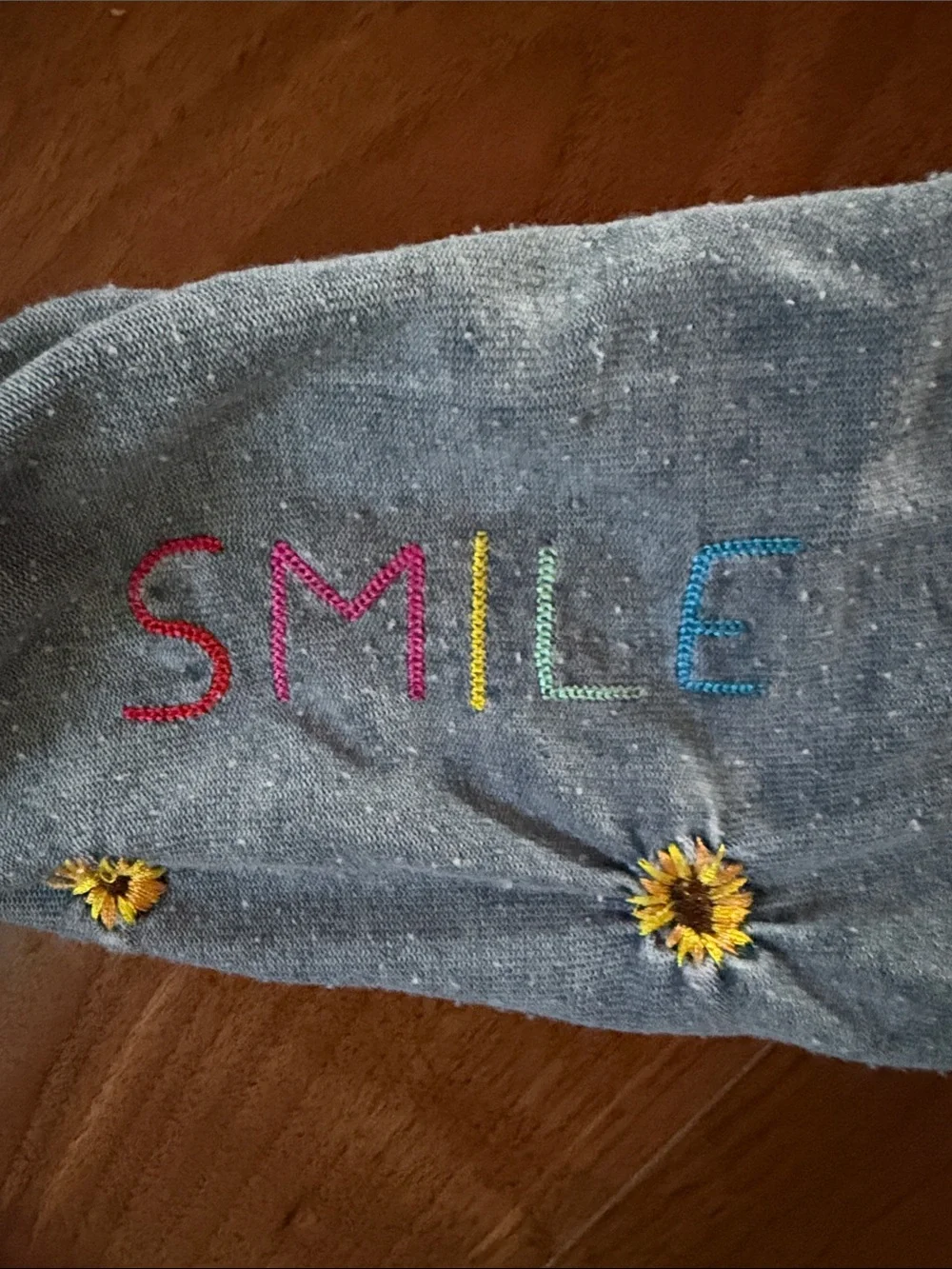 Chaser Gray Jogger Sweatpants with Yellow Sunflower Embroidery